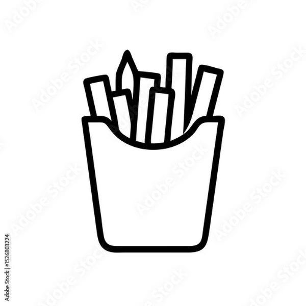 Fototapeta French fries icon illustration in container for fast food and snack concepts 