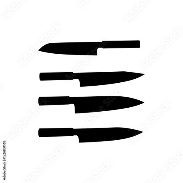 Obraz Knife set silhouette icon vector flat design.