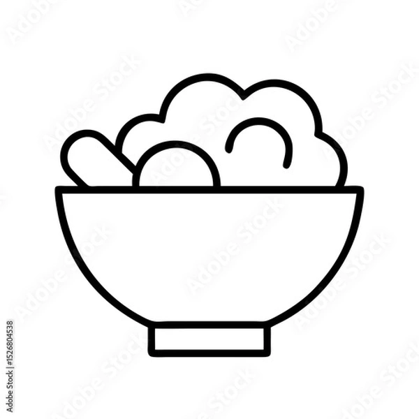 Fototapeta Salad bowl icon illustration filled with fresh ingredients for healthy meal concepts