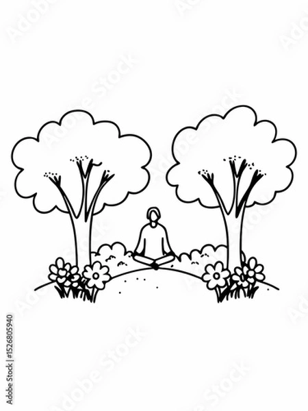 Fototapeta Serene Meditation Person Meditating in Peaceful Nature Setting