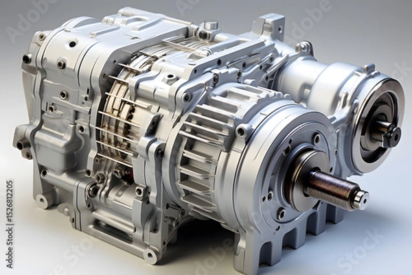 Obraz Detailed view of a complex automotive engine assembly showcasing precision engineering and intricate components