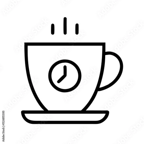 Fototapeta Coffee cup icon illustration with steam and clock for beverage and time concepts