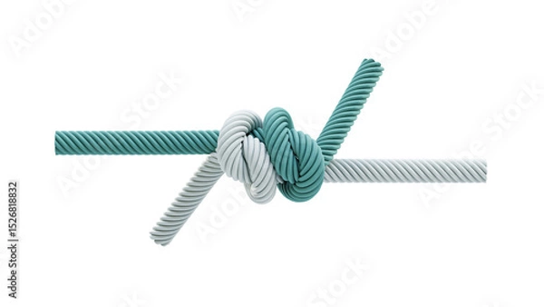Obraz fisherman knot on rope string line 3D rendering
