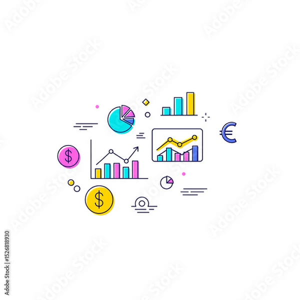 Fototapeta 
Business Growth and Financial Data Analysis Vector