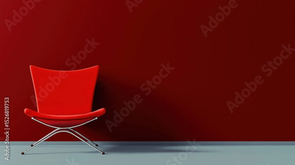 Obraz Modern Colorful Chair in Minimal Interior with Copy Space – Swivel or Static Furniture Design for Contemporary Living Room or Office Decor