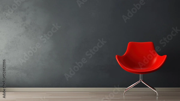 Obraz Modern Colorful Chair in Minimal Interior with Copy Space – Swivel or Static Furniture Design for Contemporary Living Room or Office Decor