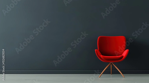 Obraz Modern Colorful Chair in Minimal Interior with Copy Space – Swivel or Static Furniture Design for Contemporary Living Room or Office Decor