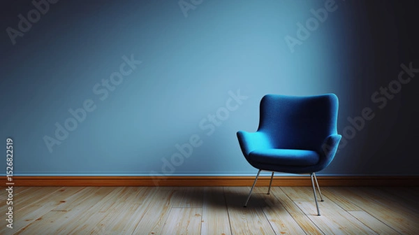 Obraz Modern Colorful Chair in Minimal Interior with Copy Space – Swivel or Static Furniture Design for Contemporary Living Room or Office Decor