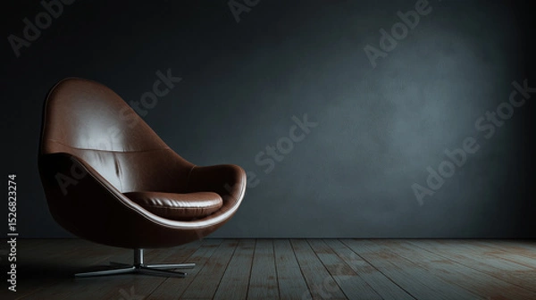 Obraz Modern Colorful Chair in Minimal Interior with Copy Space – Swivel or Static Furniture Design for Contemporary Living Room or Office Decor