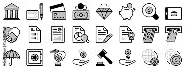 Fototapeta Icons in two tones about finances