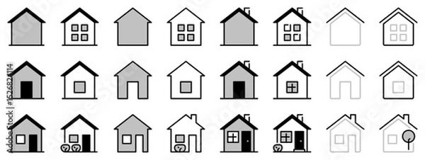 Fototapeta Icons in two tones about home and real estate