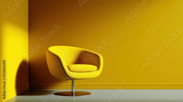 Obraz Modern Colorful Chair in Minimal Interior with Copy Space – Swivel or Static Furniture Design for Contemporary Living Room or Office Decor