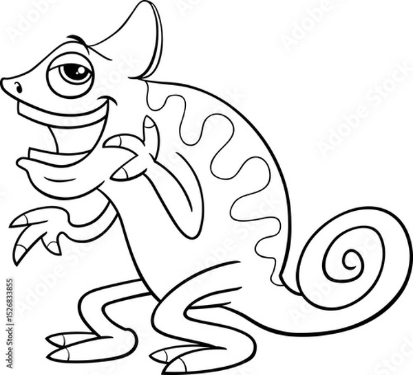 Obraz cartoon chameleon reptile animal character laughing coloring page