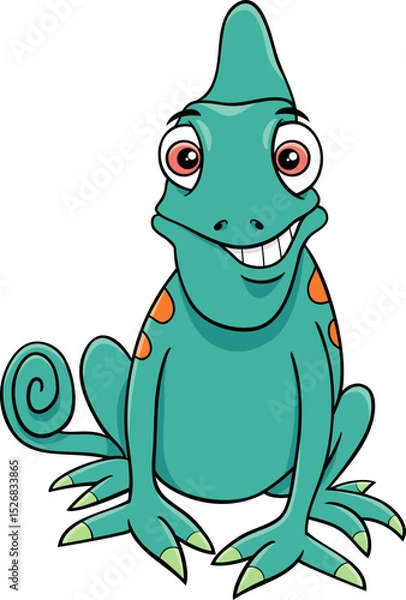 Obraz happy cartoon chameleon reptile animal character