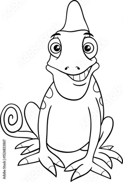 Obraz happy cartoon chameleon reptile animal character coloring page