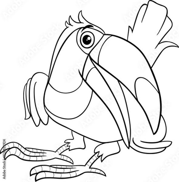 Obraz funny cartoon toucan bird wild animal character coloring page