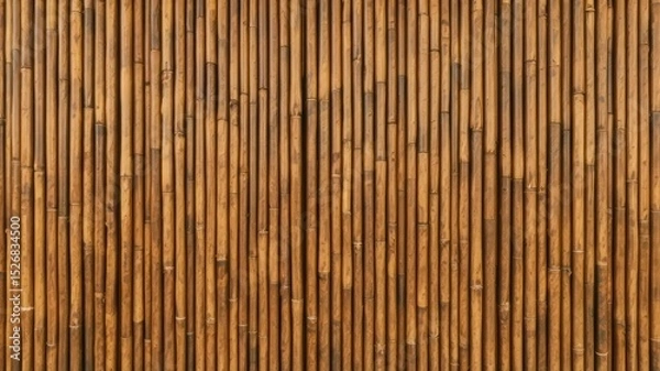 Fototapeta Natural bamboo stalks form a textured backdrop with organic patterns and warm tones, creating a serene ambiance