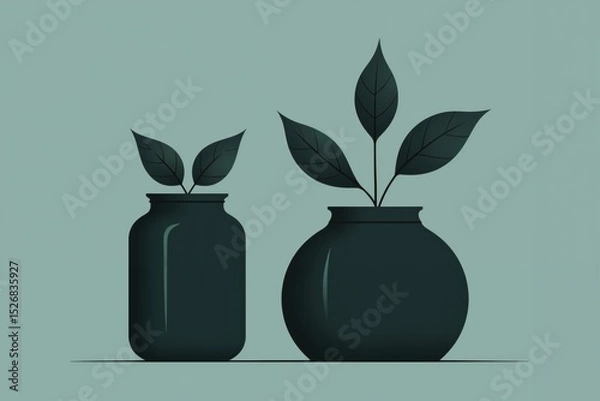 Fototapeta two vases with plants in them