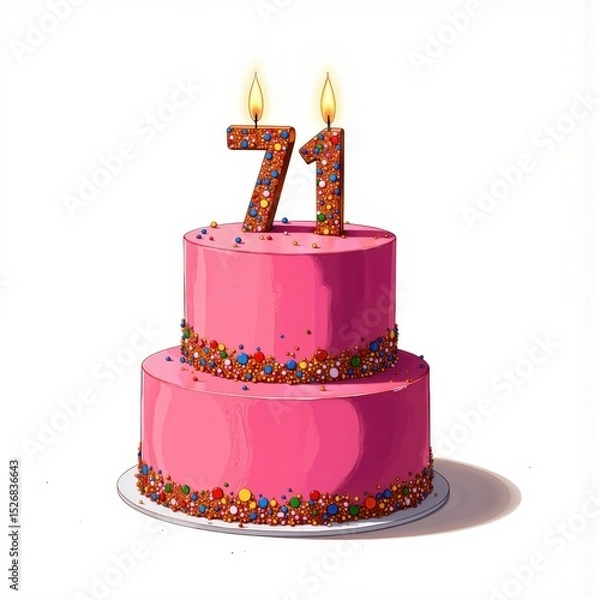 Fototapeta a birthday cake with the number 71 on it