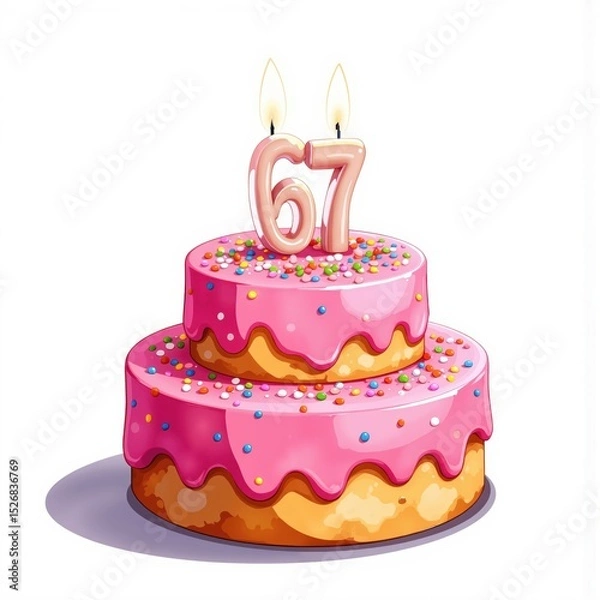 Fototapeta a birthday cake with the number 67 on it