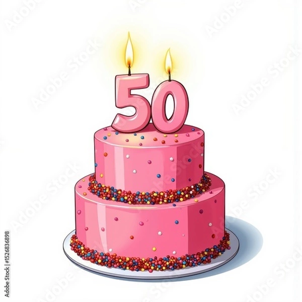 Fototapeta a pink cake with the number 50 on it
