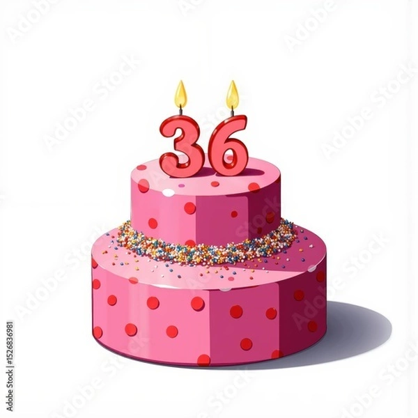 Fototapeta a pink cake with the number 36 on it