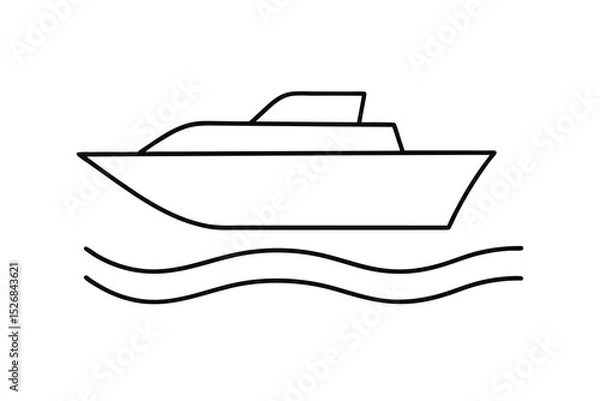 Fototapeta Simple line drawing of a boat on water
