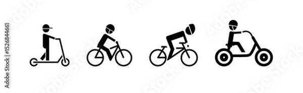 Obraz Two wheeled vehicles and riders icon set stock illustration