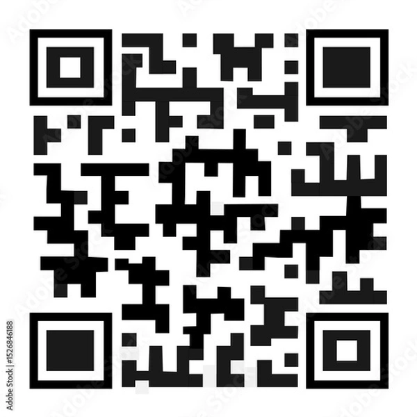 Obraz Quick Response code. Matrix barcode. Sample or template for showing on the phone, paying for purchases and studying the material. Vector illustration