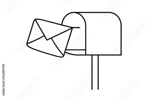 Fototapeta Mailbox line drawing envelope letter post delivery communication