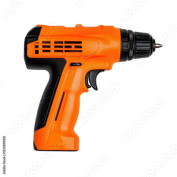 Obraz Bright Orange Cordless Drill on White Background