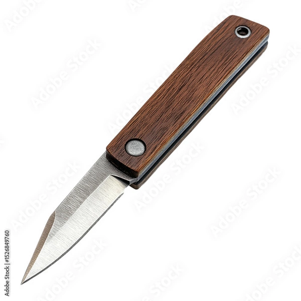 Obraz Stylish Folding Knife on White Background