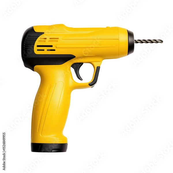 Obraz Yellow Cordless Drill on White Background