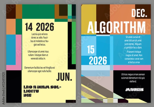 Obraz Flyer A4 Abstract Pixilated Bright Rectangles Big Data