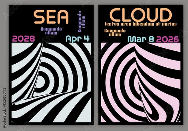 Obraz Flyer A4 Striped Abstract Futuristic Shape Bright Colored With Black