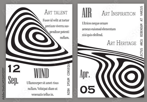 Obraz Flyer Template Black White Striped Abstract Round Shape