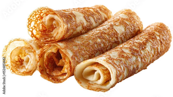 Obraz Delicious rolled pancakes filled with sweet ingredients. transparent background