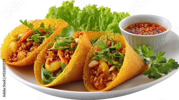 Obraz Delicious tacos filled with fresh ingredients and vibrant flavors. transparent background