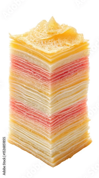 Obraz Layered dessert with colorful stripes and creamy texture. transparent background