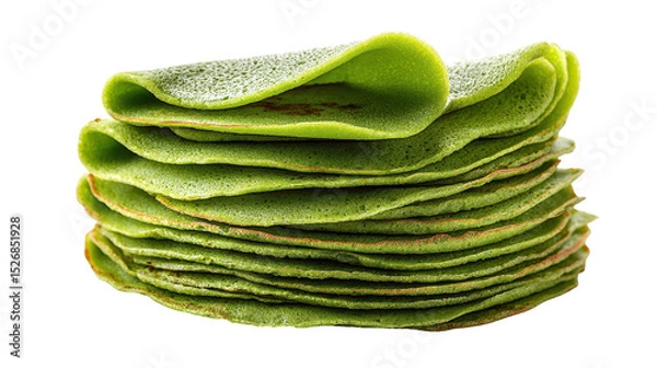 Obraz Stack of vibrant green pancakes, perfect for a healthy breakfast. transparent background