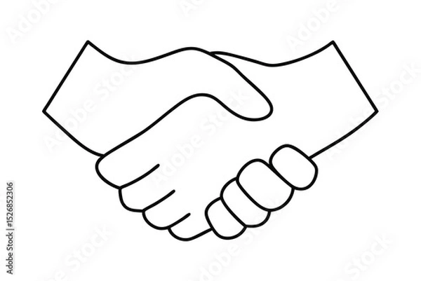 Fototapeta Simple line drawing of two hands shaking in agreement