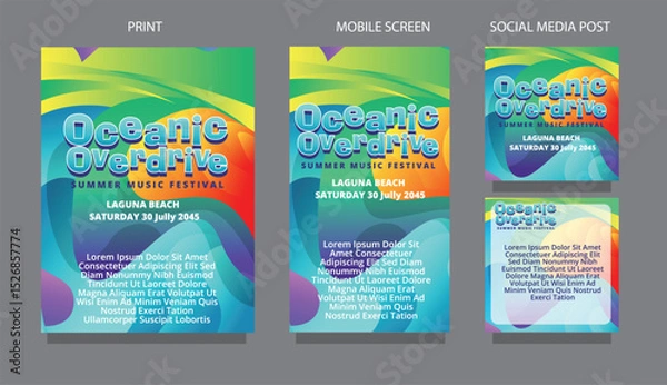 Fototapeta Clean Fluid Motion. Abstract Wave Design for Digital and Print Use. fluid design template multiple platform for print, mobile screen and social media post vector illustration