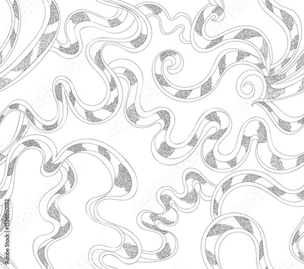 Fototapeta Beautiful abstract vector seamless pattern with handwritten figured ornamental lines
