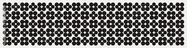 Fototapeta Mid century modern geometric floral pattern in black and white. Graphical illustration for a unique banners, textiles and home décor.