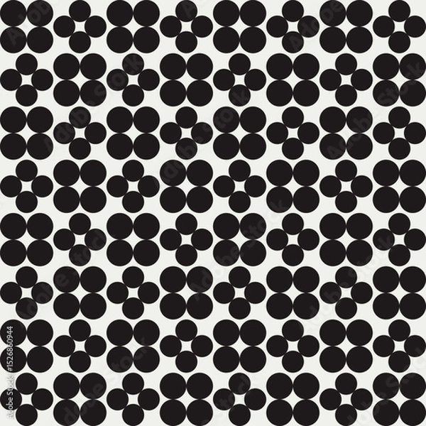Fototapeta Mid century modern floral geometric pattern in black and white. Graphical illustration for a unique textiles and home décor.
