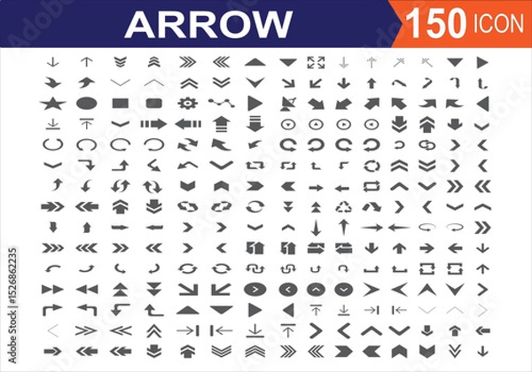 Fototapeta 150 Arrow icon set. Vector arrow illustration.