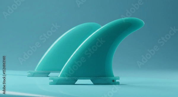 Obraz Minimalist Close-Up of Surfboard Fins on a Tranquil Blue Background