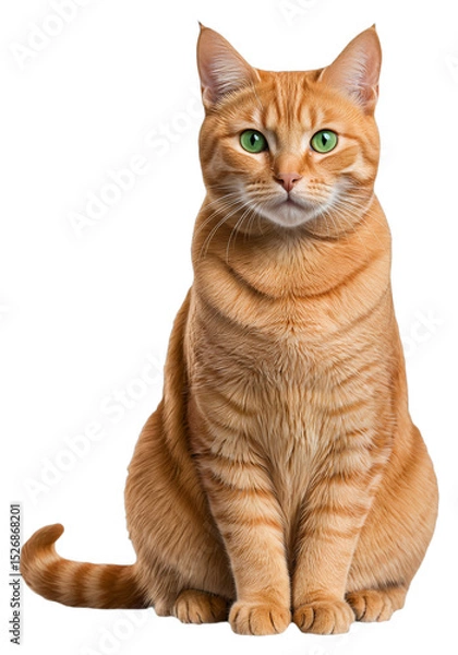 Obraz A closeup of a ginger cat with green eyes on a transparent background