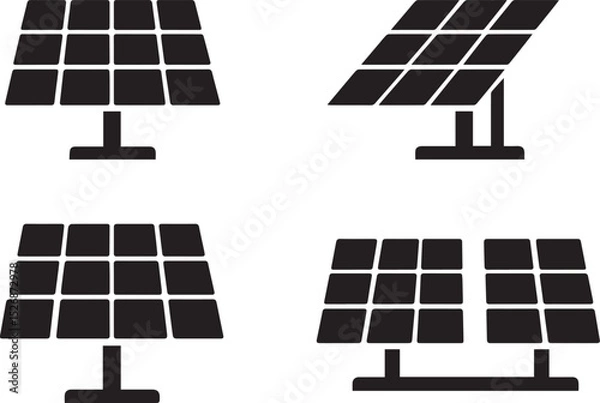Fototapeta Solar panel editable vector renewable energy icon flat style
