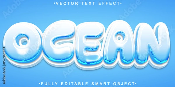 Fototapeta  Ocean Sea Water Waves Blue Fully Editable Smart Object Text Effect